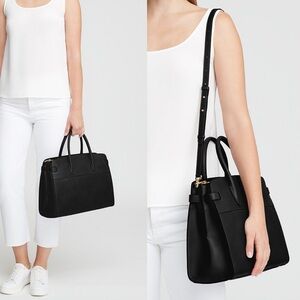Cuyana Work Satchel in Black Smooth Leather